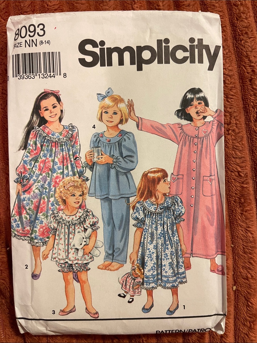 3/$30 UNCUT Simplicity Girls Pink and Blue Nightgowns and Pajamas Pattern